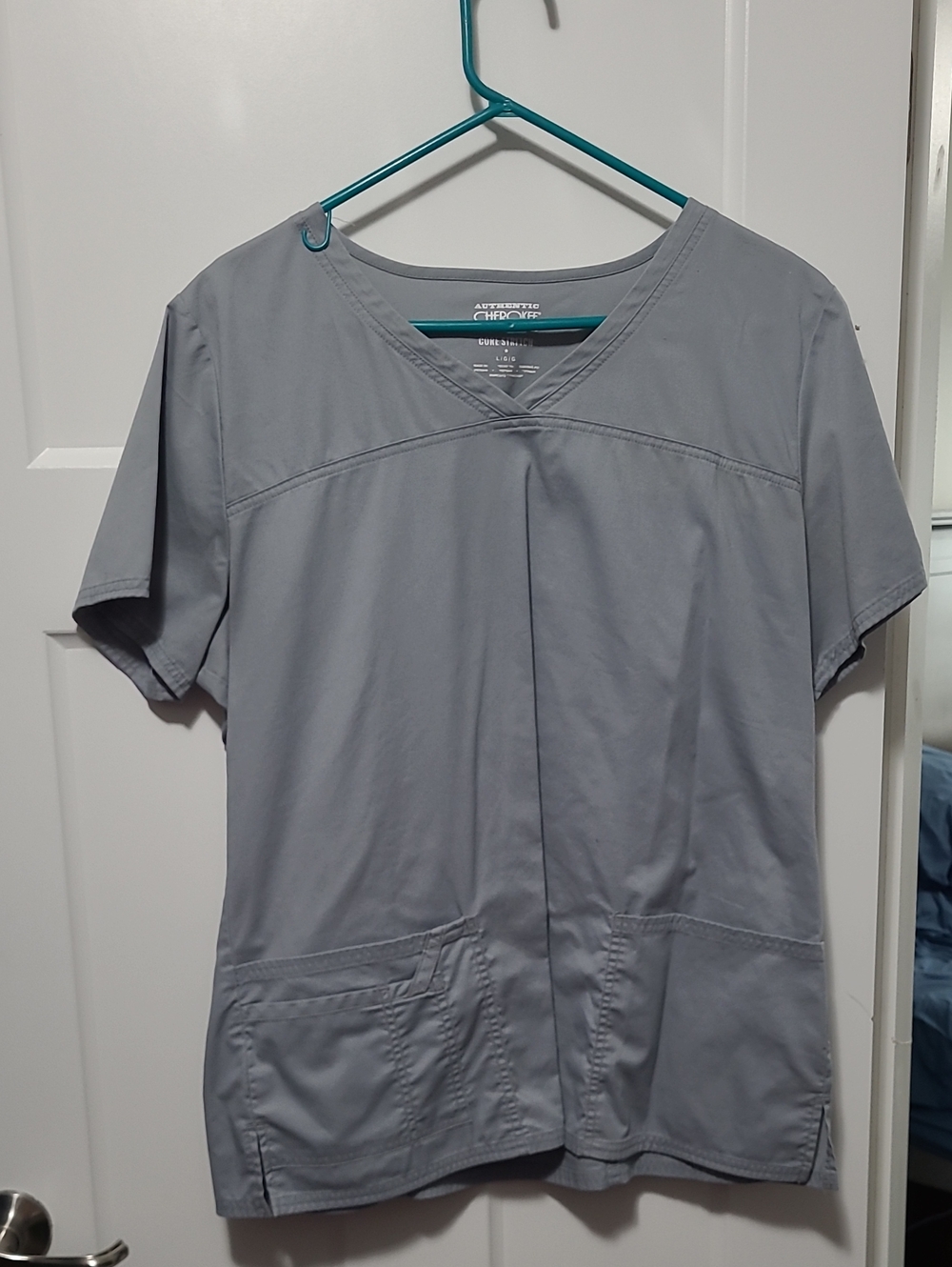 Cherokee Women’s Light Gray V-Neck Scrub Top